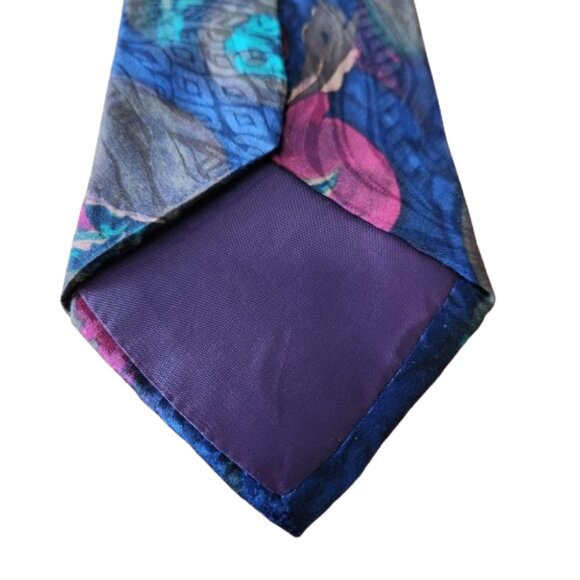 Vintage Hyde Park Silk Tie Bold Abstract Floral Print 100% Silk Made in Canada - Picture 2 of 5